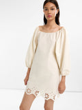 Vestido Corto Con Bordados 100% Algodón