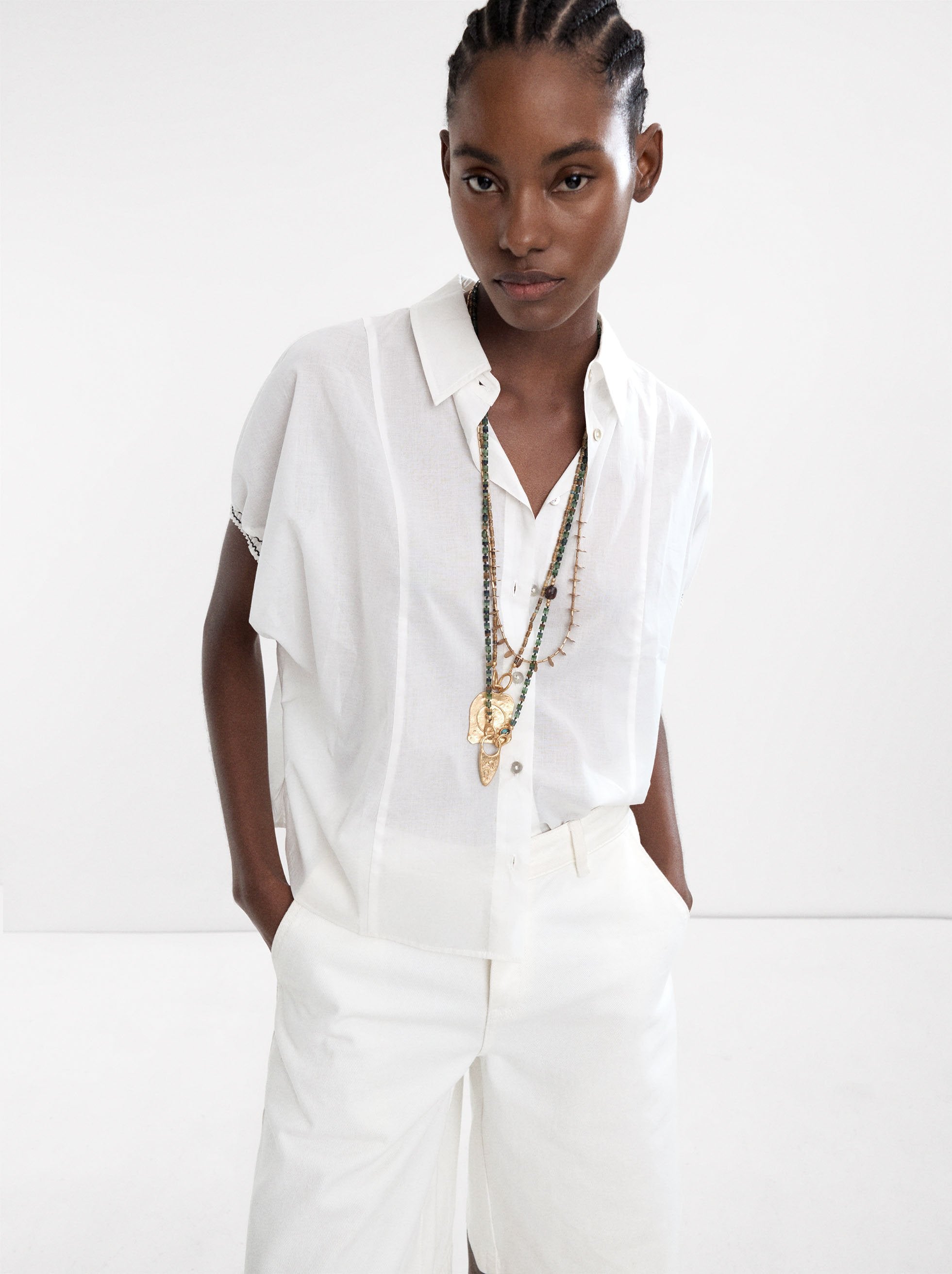 Camisa Manga Caída 100% Algodón