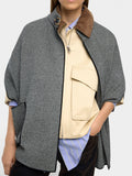 Poncho De Punto Con Detalle De Costura
