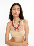 Collar Triple Con Abalorios De Vidrio