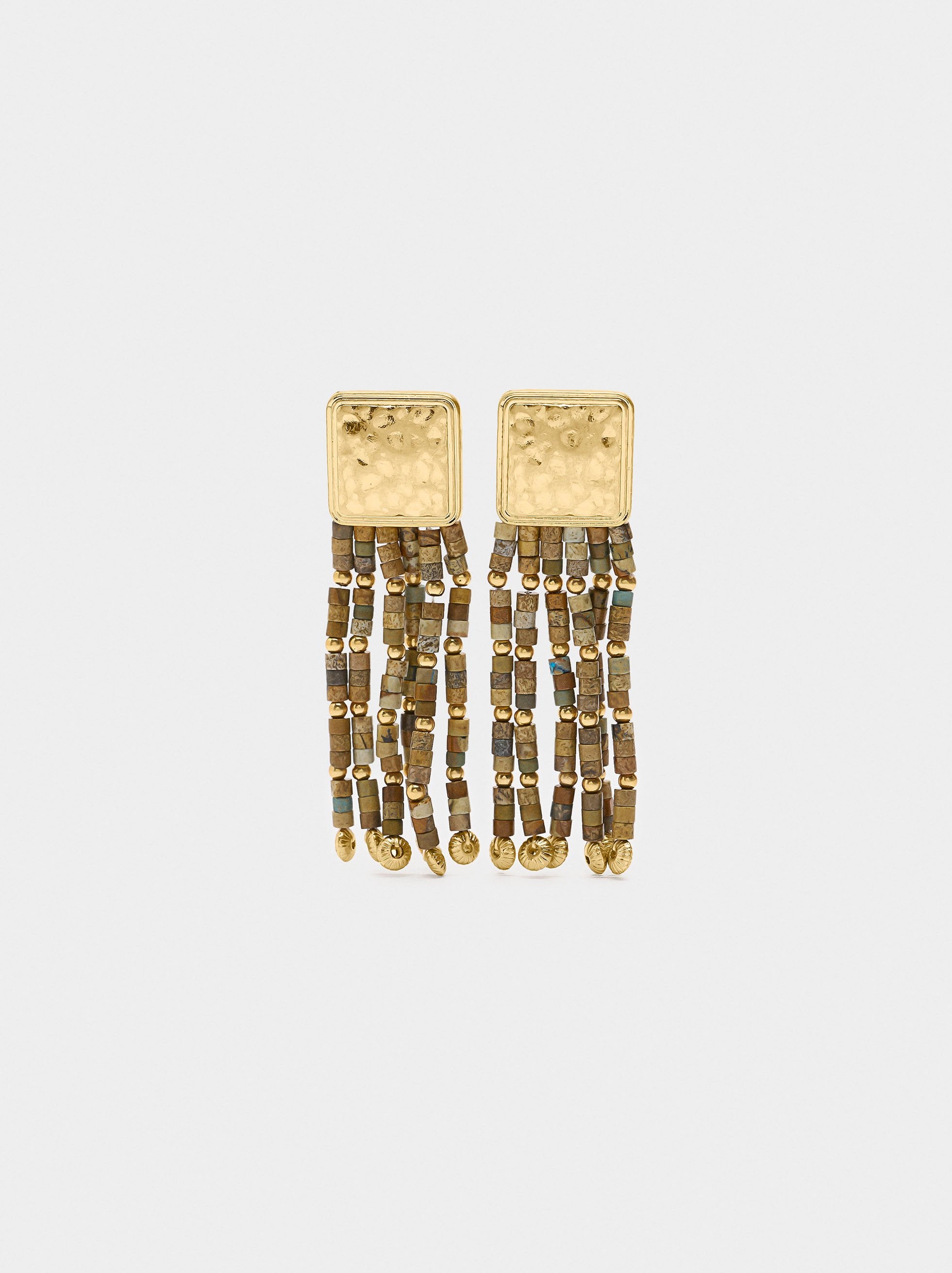 Pendientes Largos Maxi Con Abalorios Multicolor