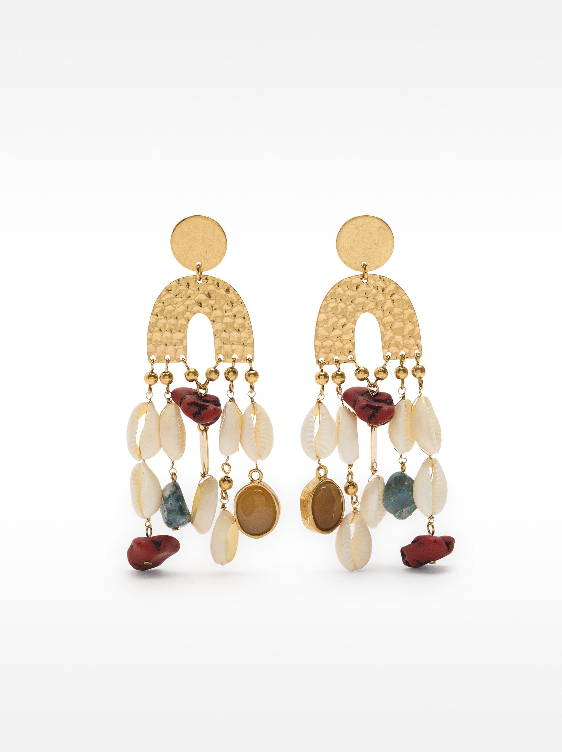 Pendientes Maxi De Conchas Y Piedras