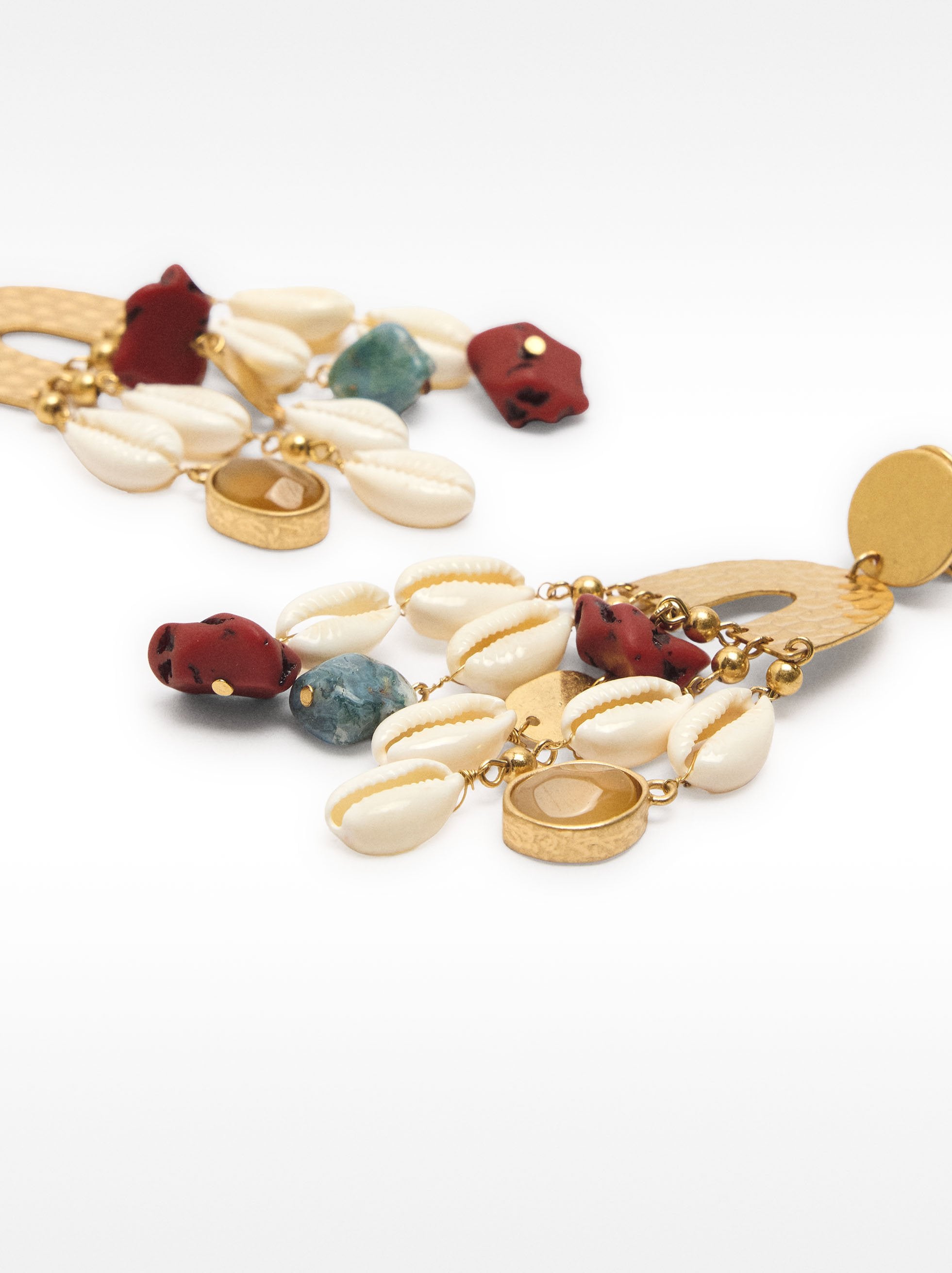 Pendientes Maxi De Conchas Y Piedras