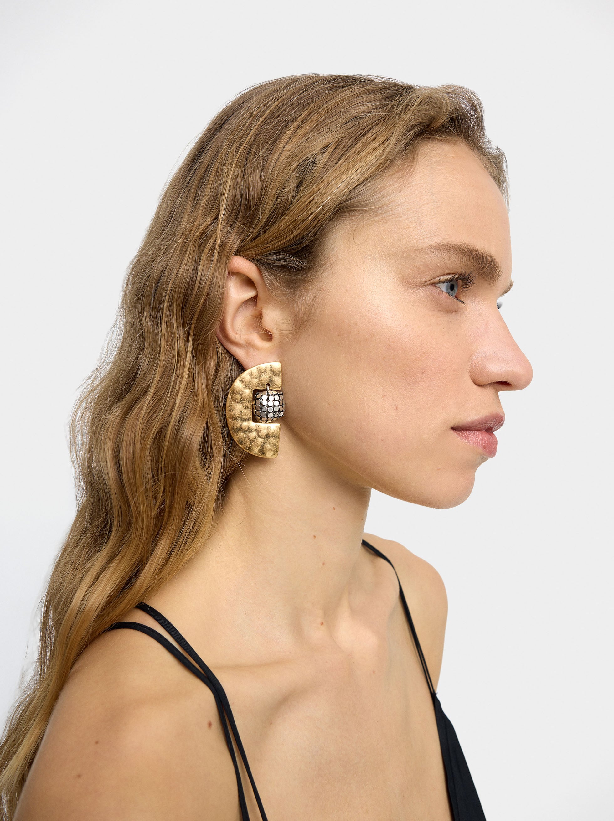 Pendientes Maxi Con Medio Círculo Bicolor