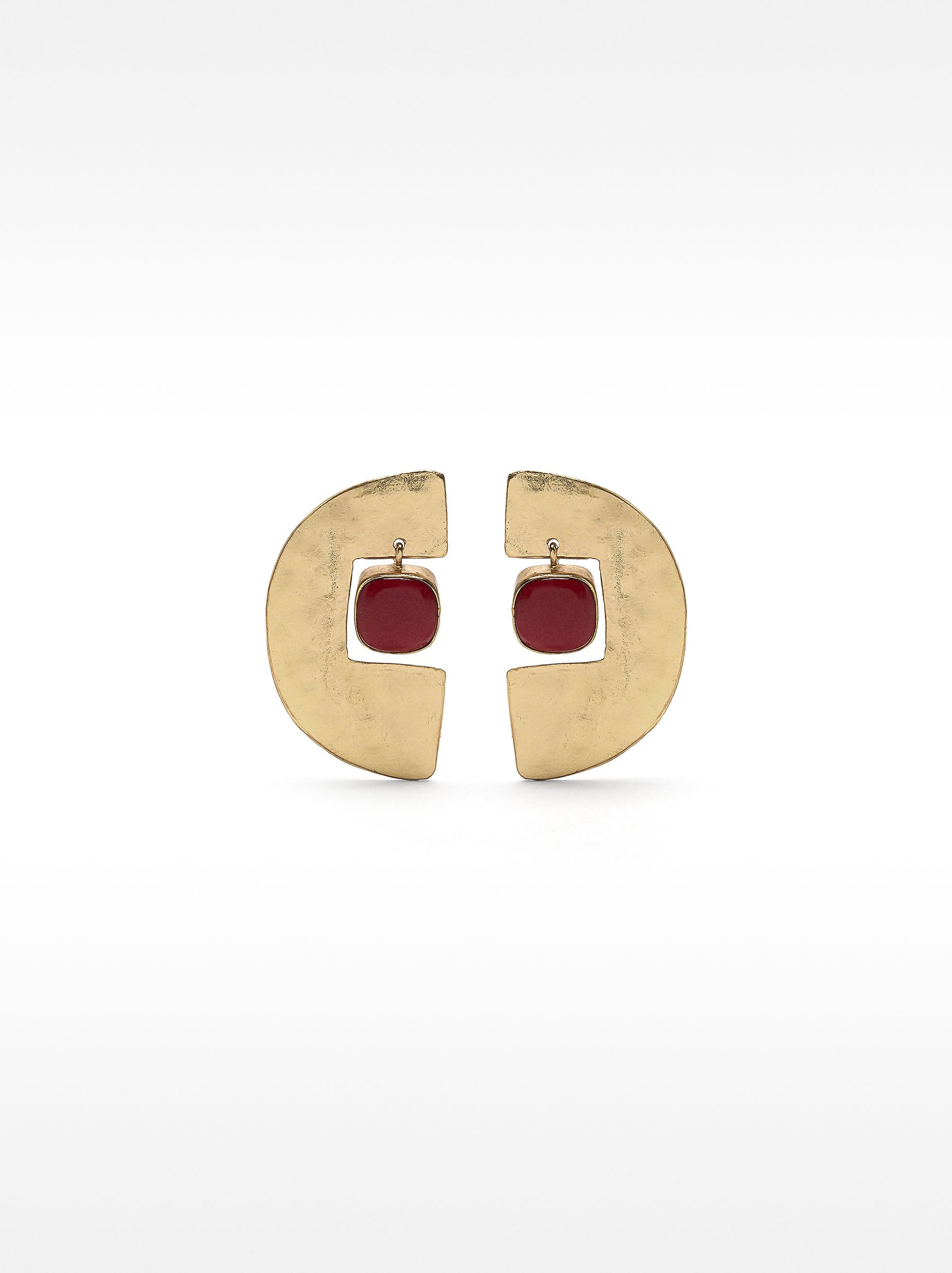Pendientes Maxi Medio Círculo Con Piedras