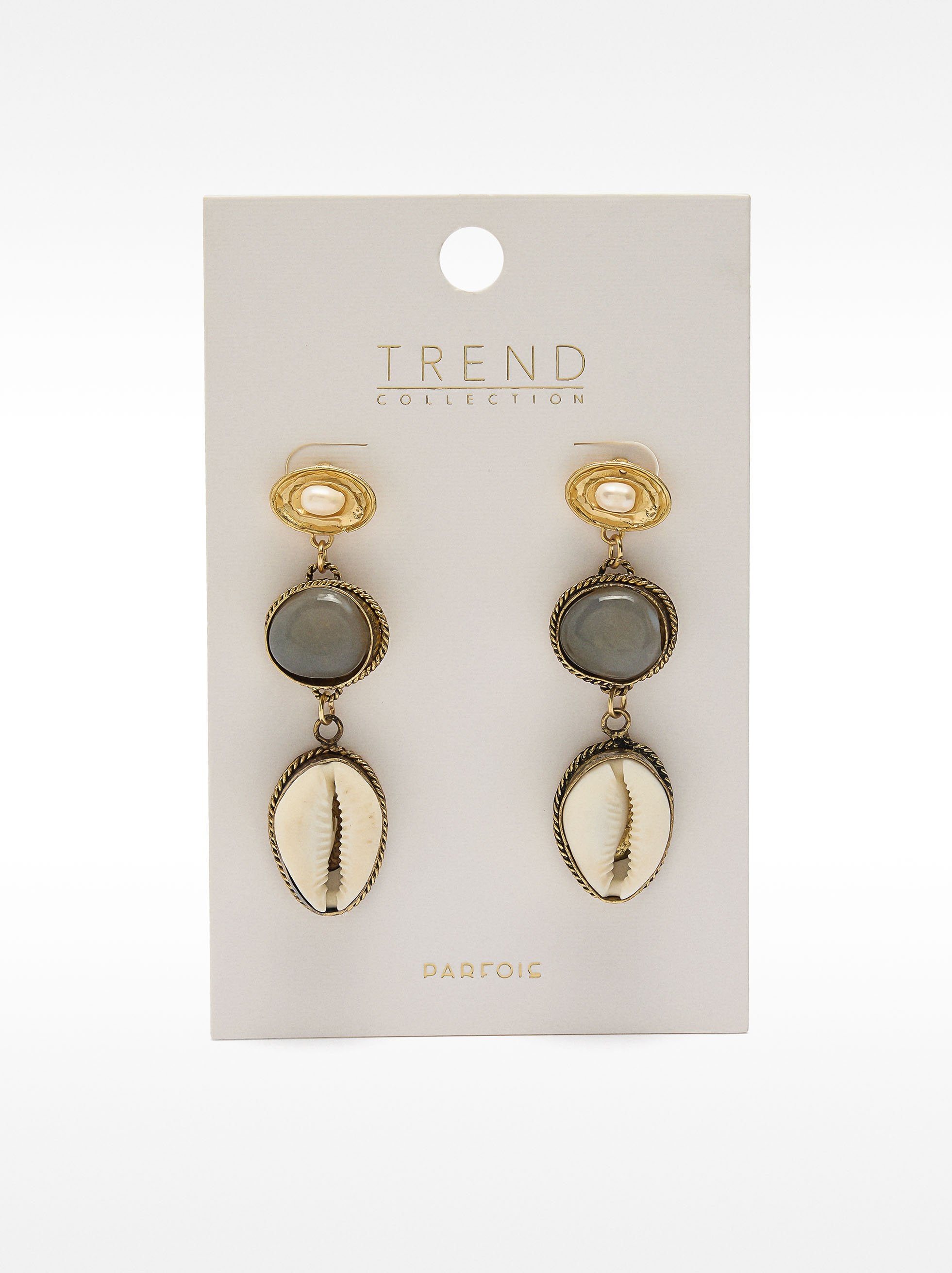 Pendientes Largos De Perlas Y Piedras