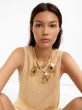 Collar Corto Con Peces Y Piedras