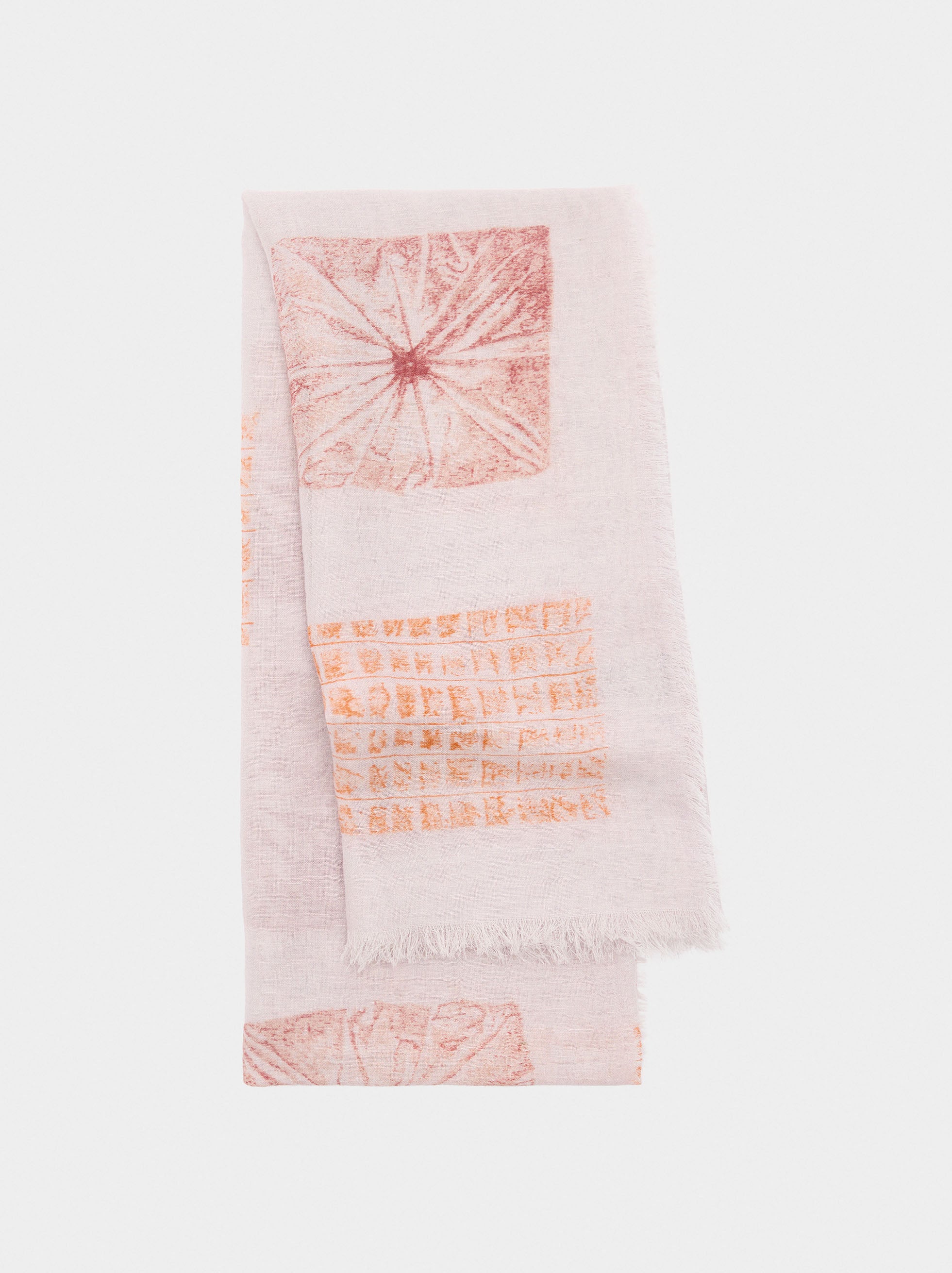 Pañuelo Estampado De Mezcla De Lino Y Algodón