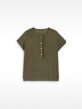 Camiseta Mezcla De Lino Con Botones
