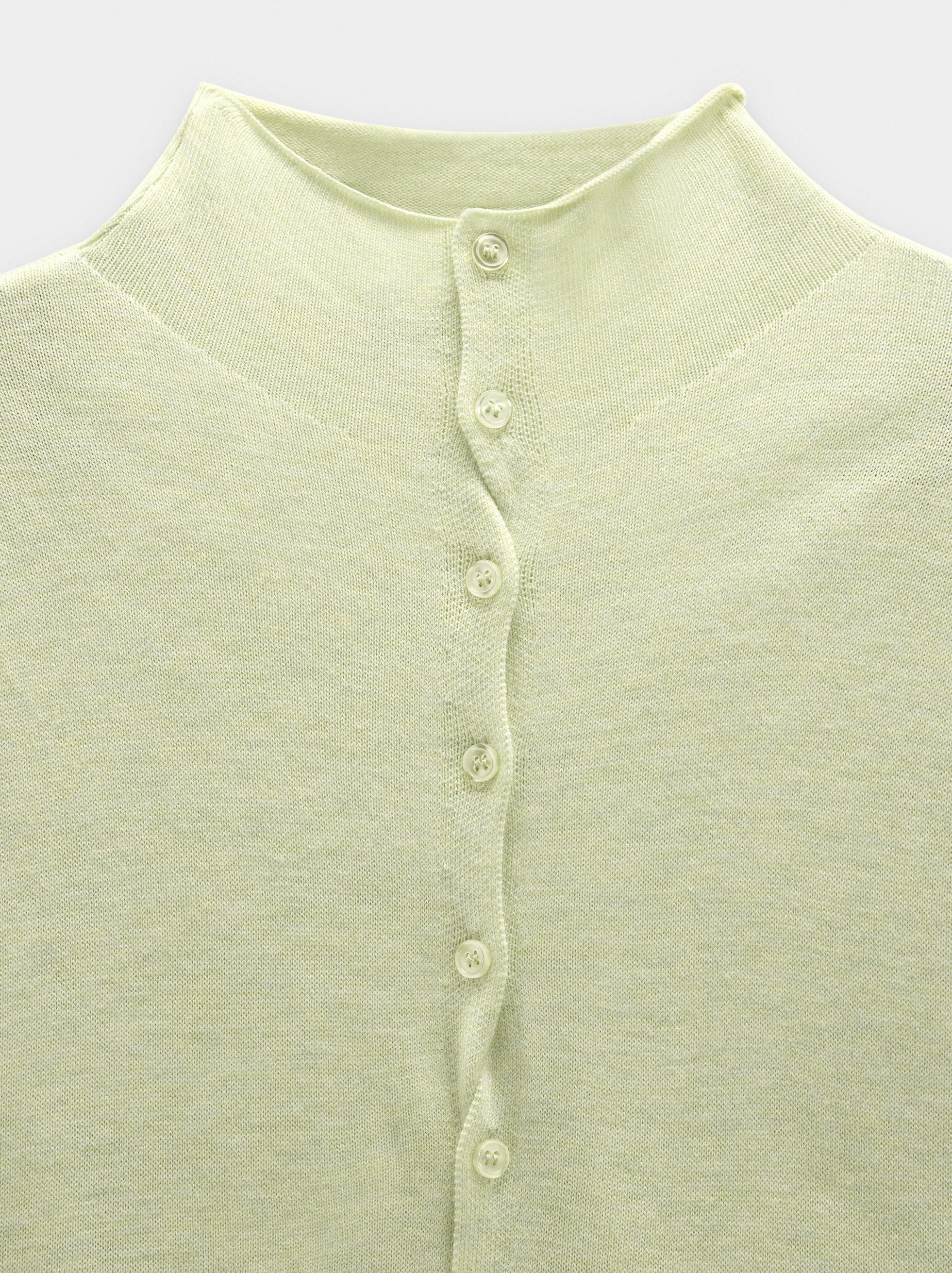 Cárdigan De Malla De Cuello Alto