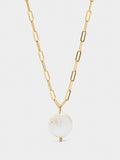 Collar De Eslabones Con Perla - Acero Inoxidable