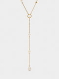 Collar Largo Con Perlas De Agua Dulce - Acero Inoxidable