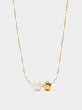 Collar Con Perla Y Cuenta De Acero Inoxidable