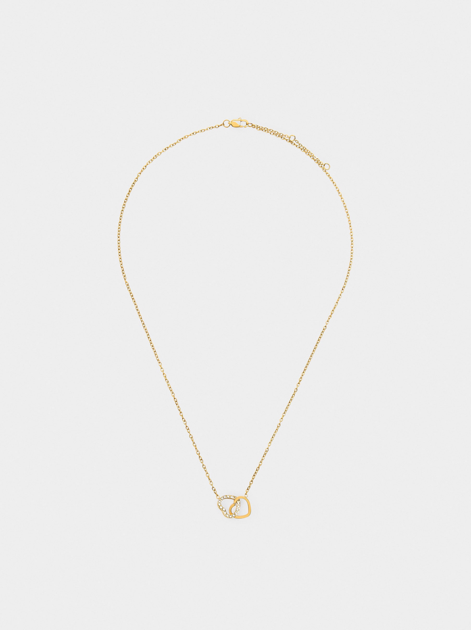 Collar De Corazones Con Cristales - Acero Inoxidable