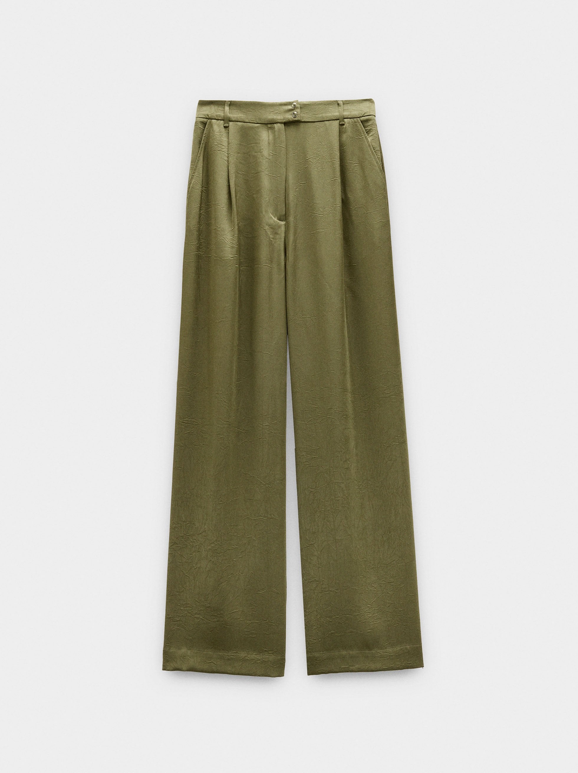 Pantalón Fluido Con Efecto Arrugado
