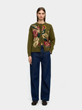Cárdigan De Punto Jacquard Floral