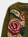Cárdigan De Punto Jacquard Floral
