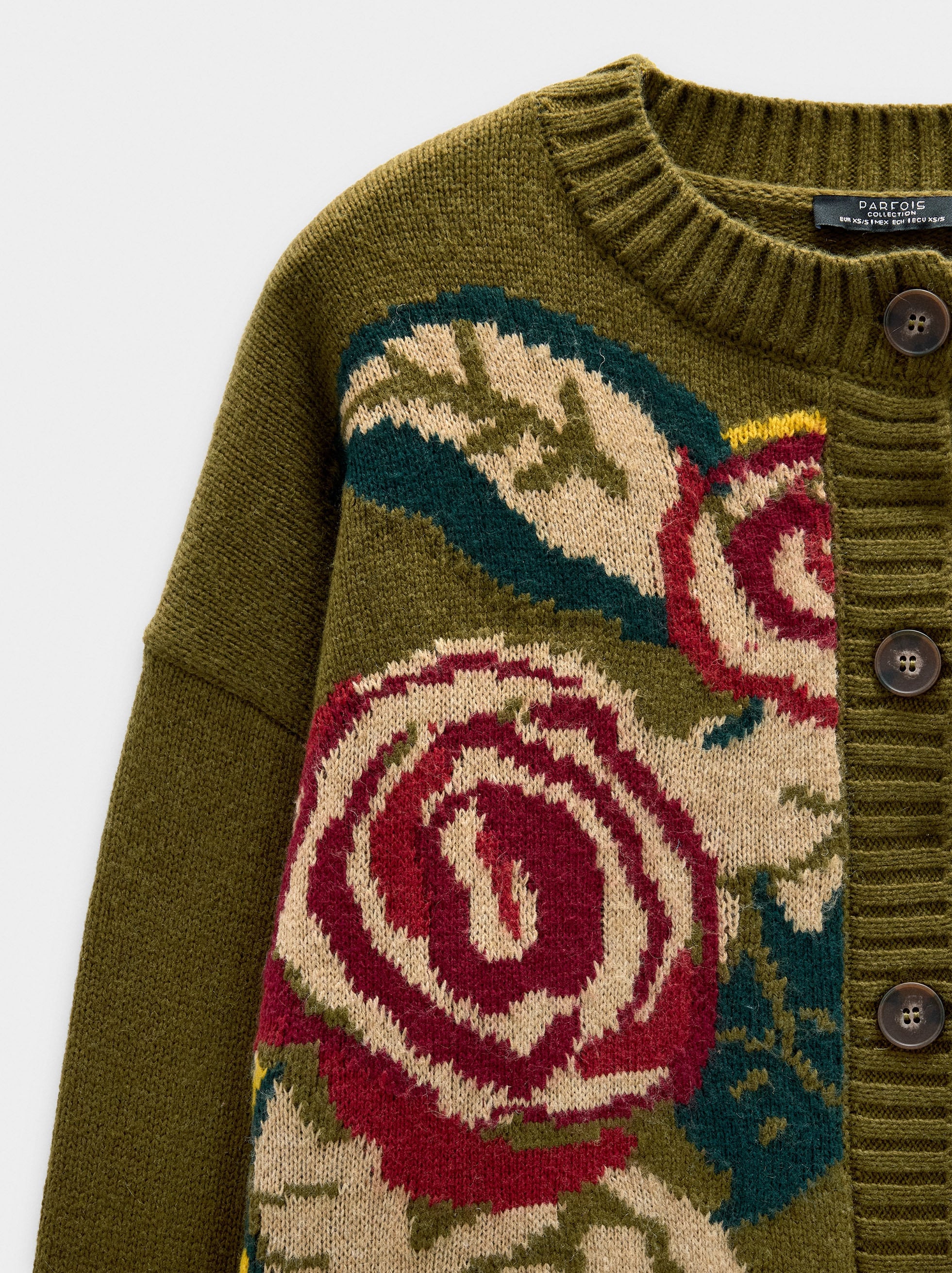 Cárdigan De Punto Jacquard Floral