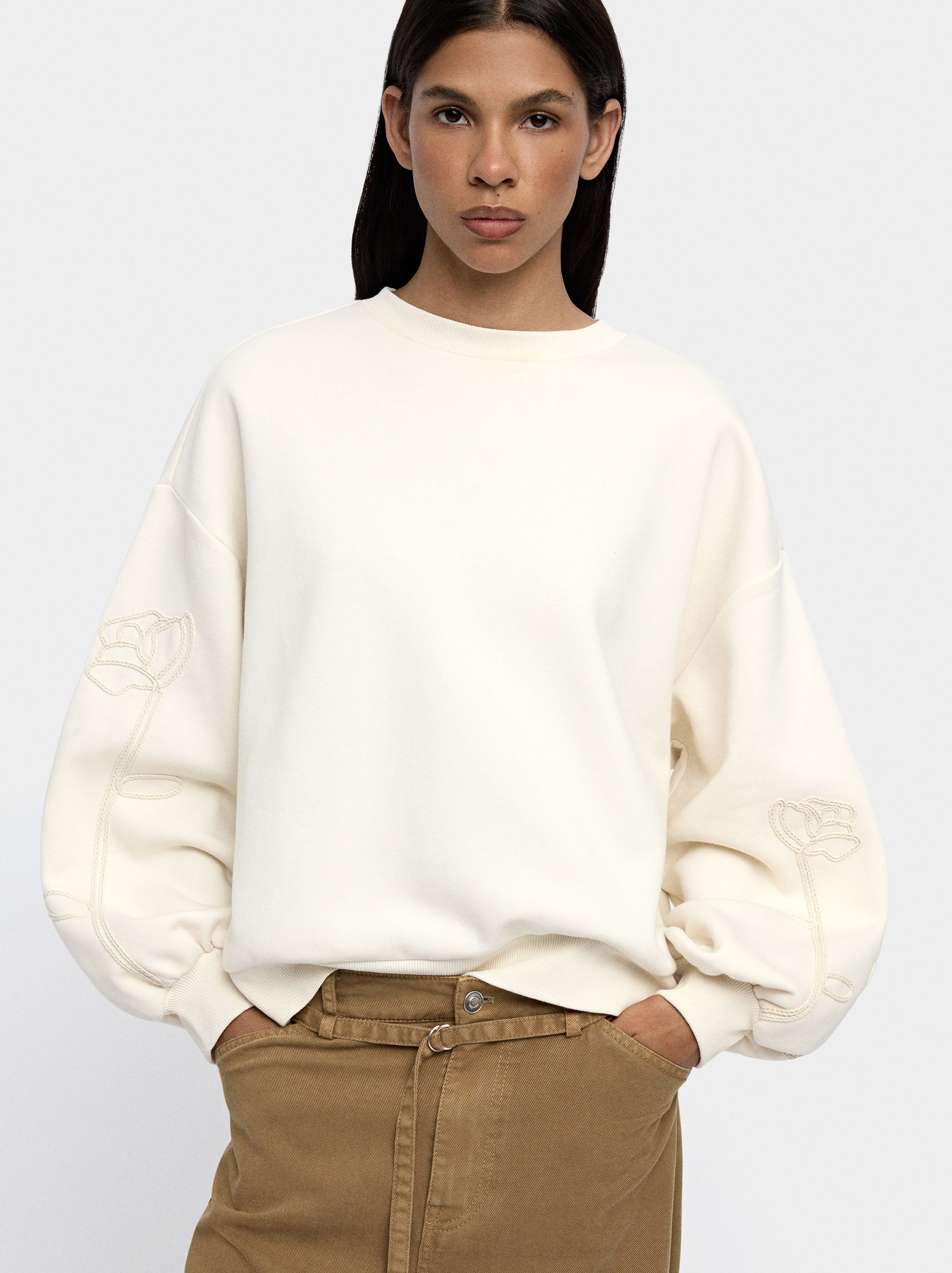 Sudadera De Algodón Con Flor