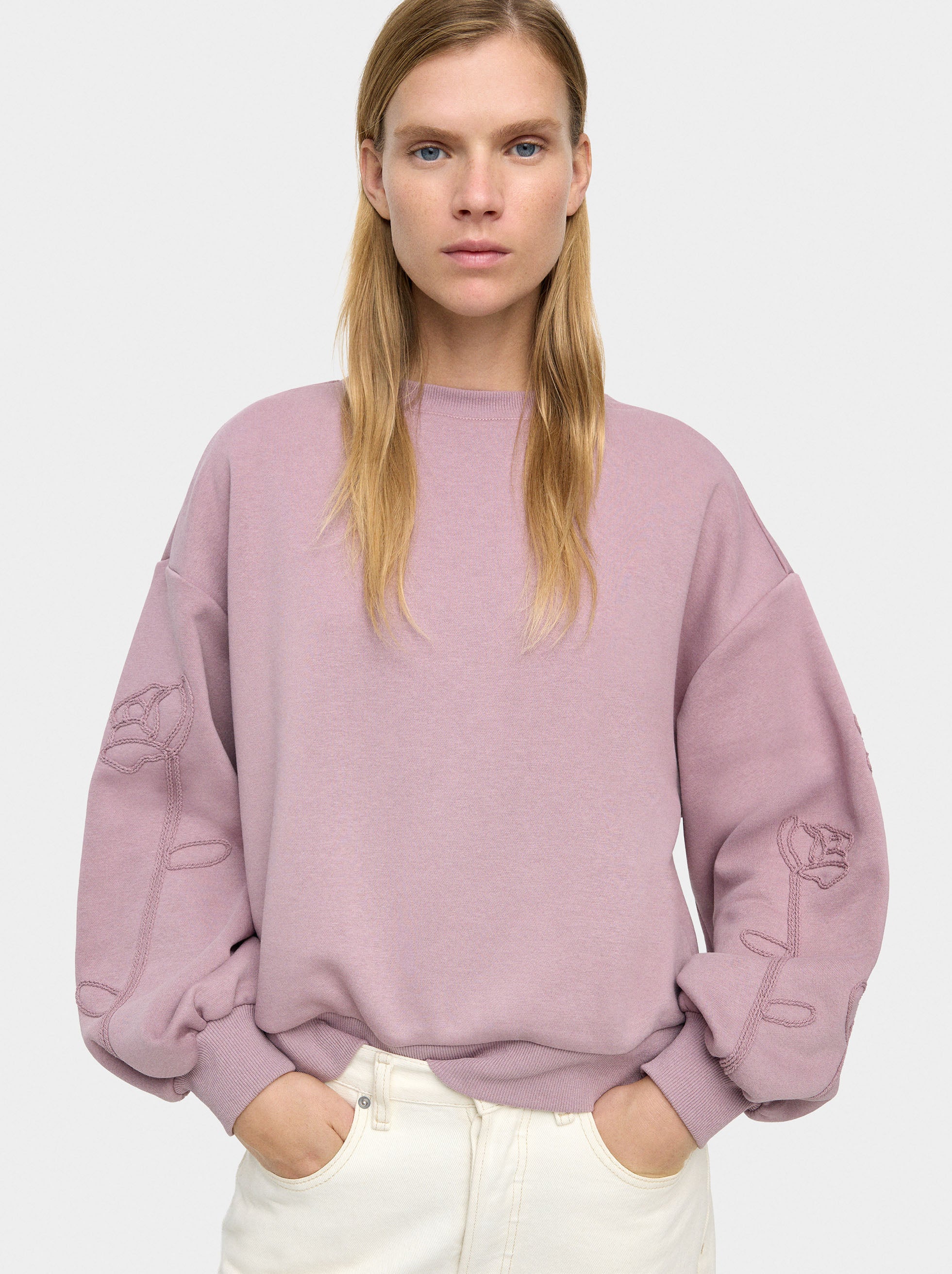 Sudadera De Algodón Con Flor