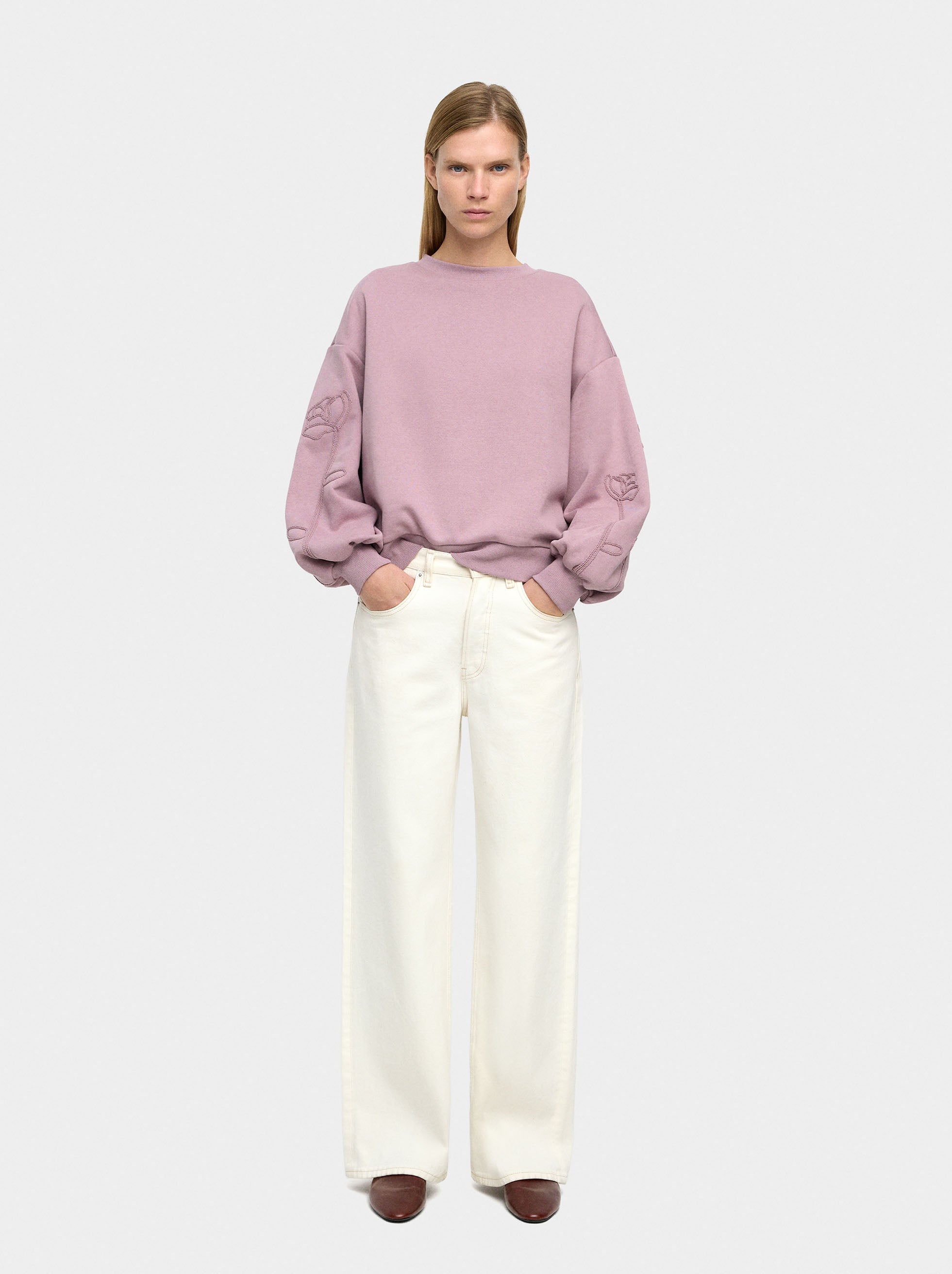 Sudadera De Algodón Con Flor