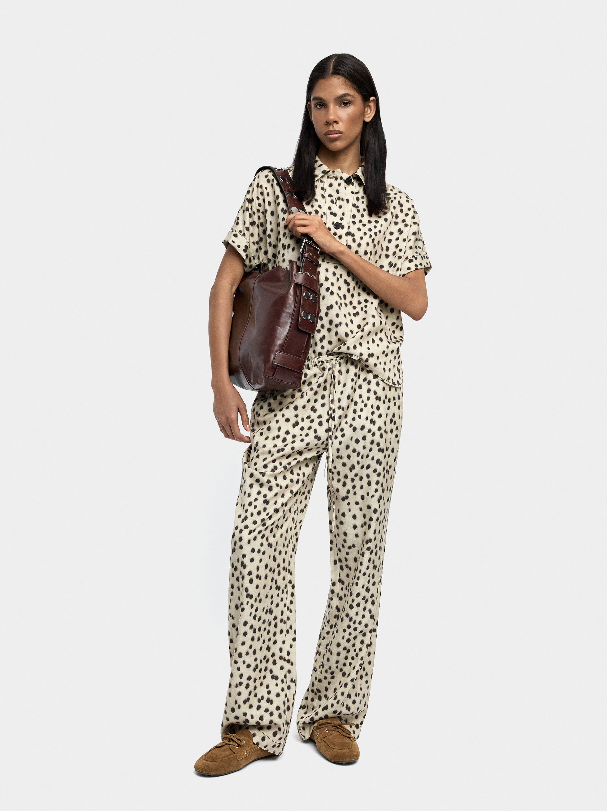 Camisa De Estampado Animal 100% Lyocell
