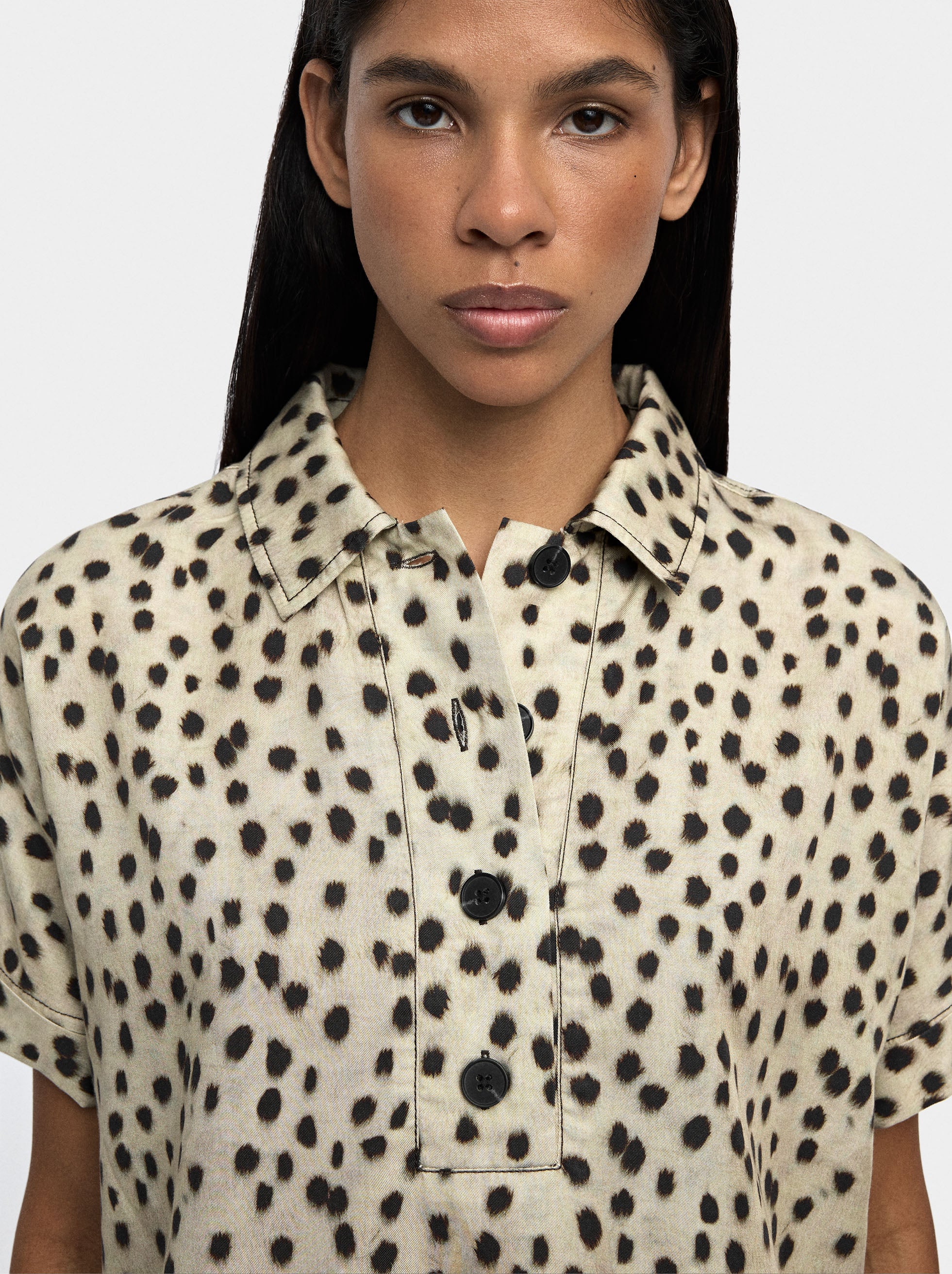Camisa De Estampado Animal 100% Lyocell