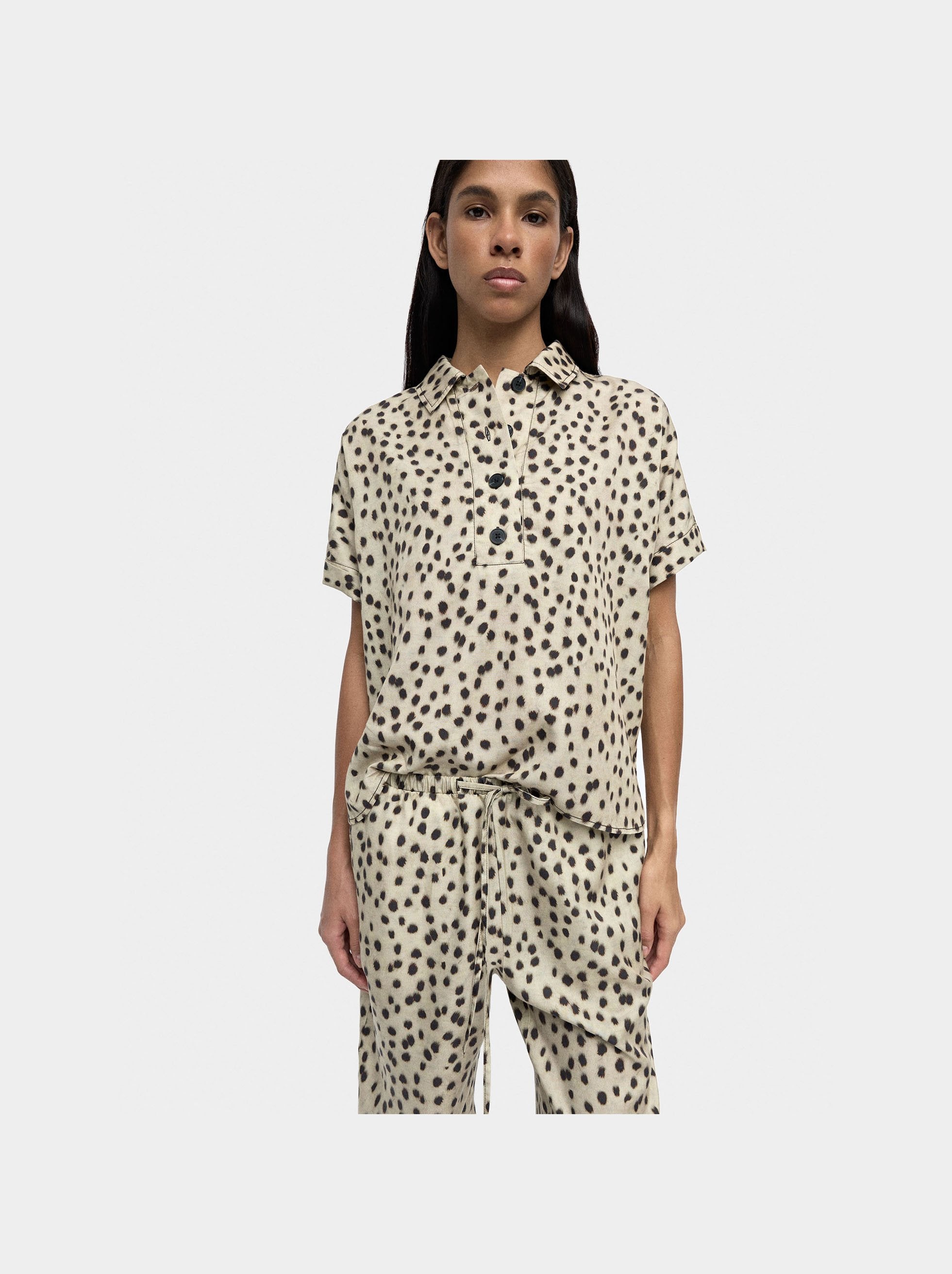 Camisa De Estampado Animal 100% Lyocell
