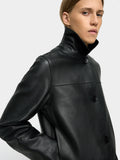 Chaqueta De Piel Con Pespuntes