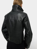 Chaqueta De Piel Con Pespuntes