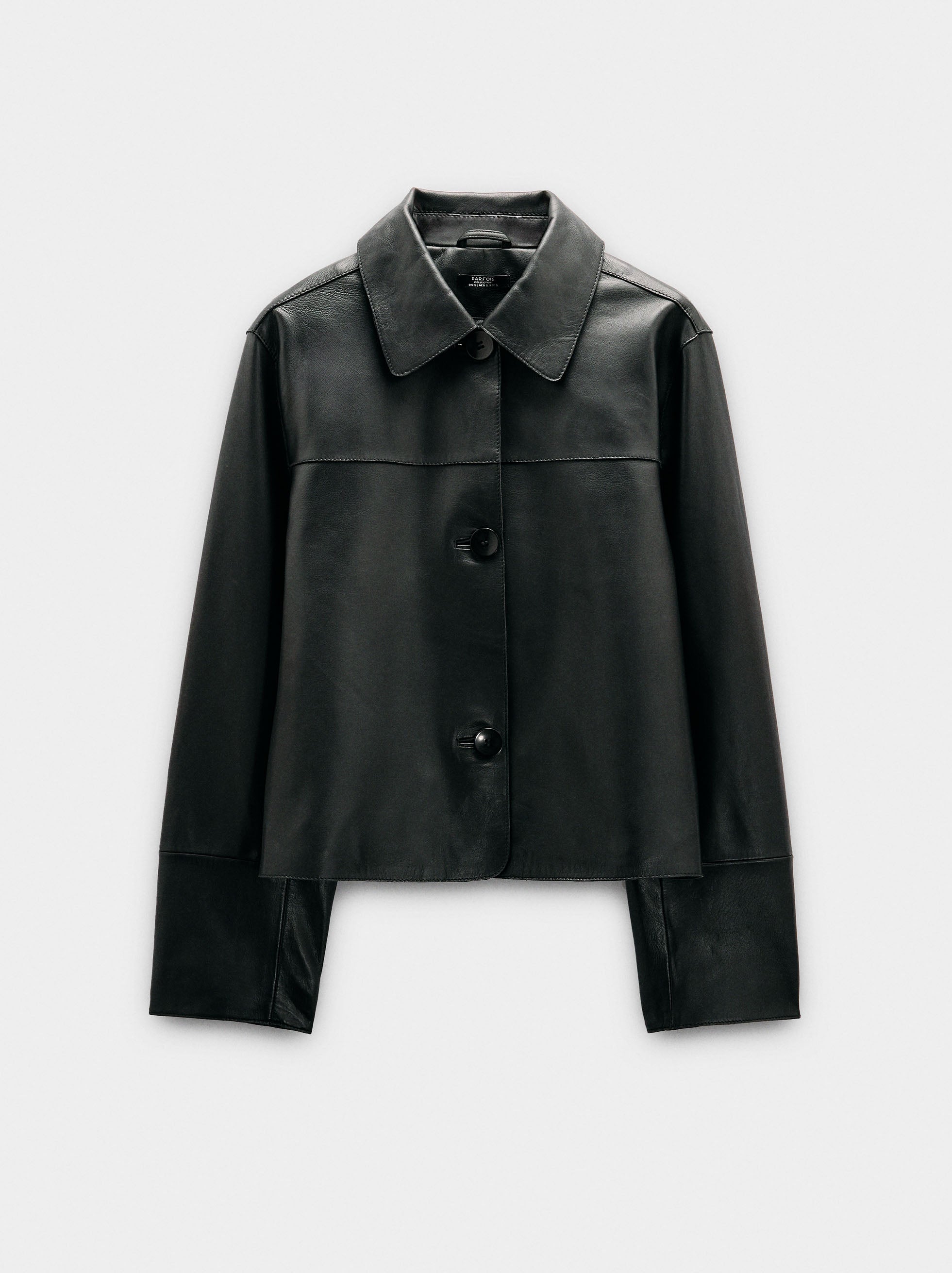 Chaqueta De Piel Con Pespuntes