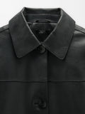 Chaqueta De Piel Con Pespuntes