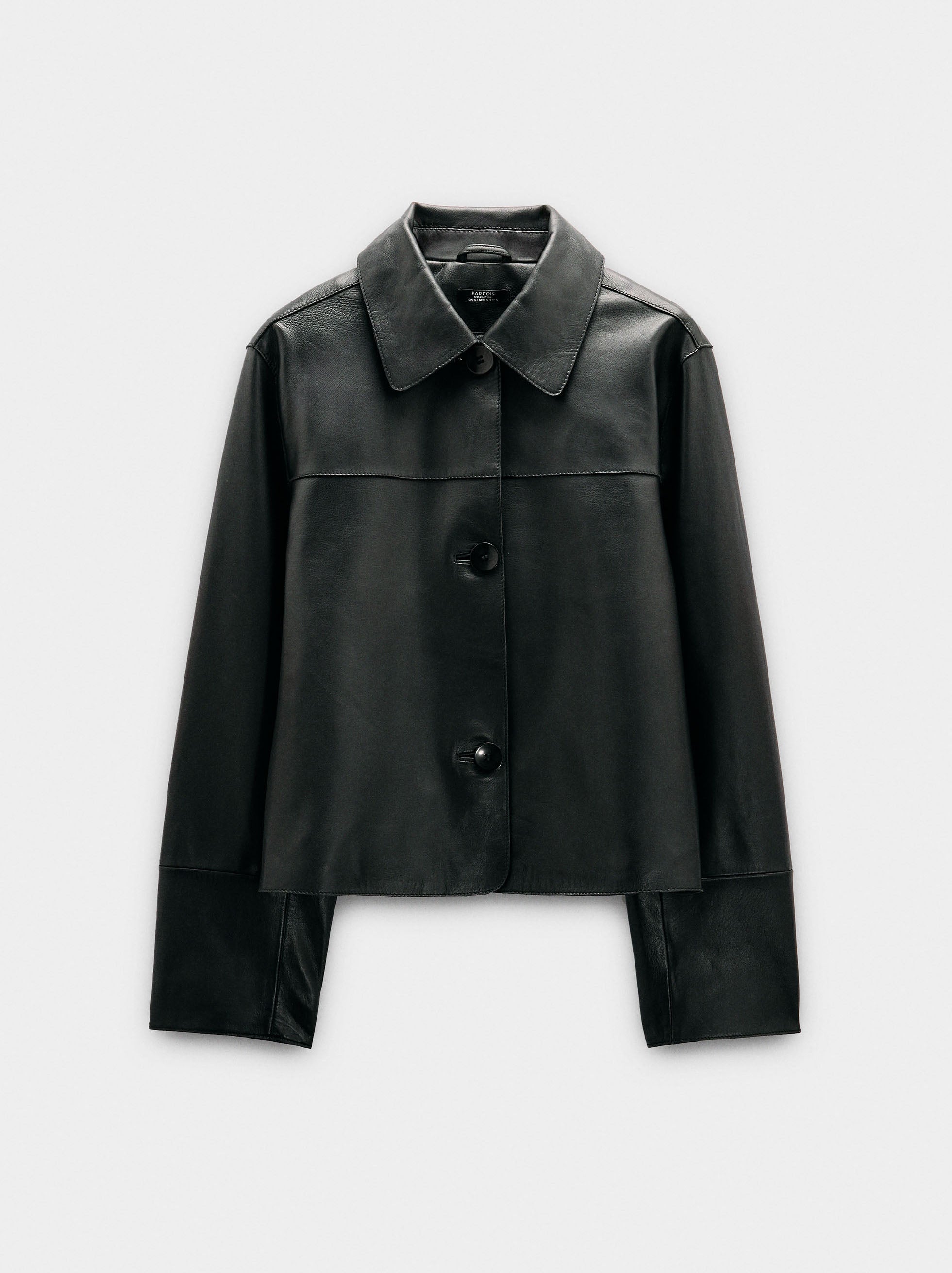 Chaqueta De Piel Con Pespuntes