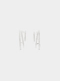 Pendientes Efecto Triple Con Circonitas - Plata De Ley 925