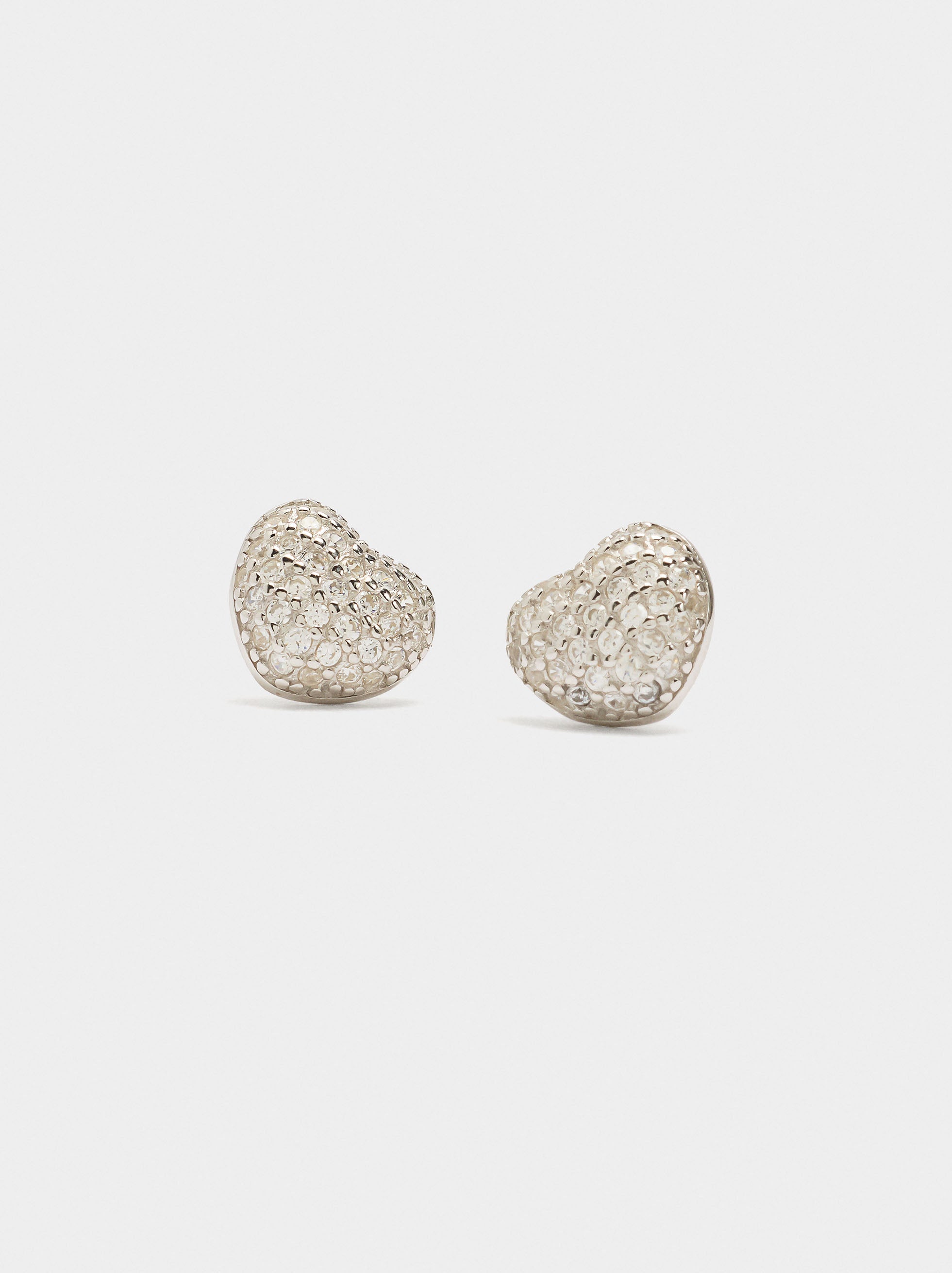 Pendientes De Corazón Con Circonita - Plata De Ley 925