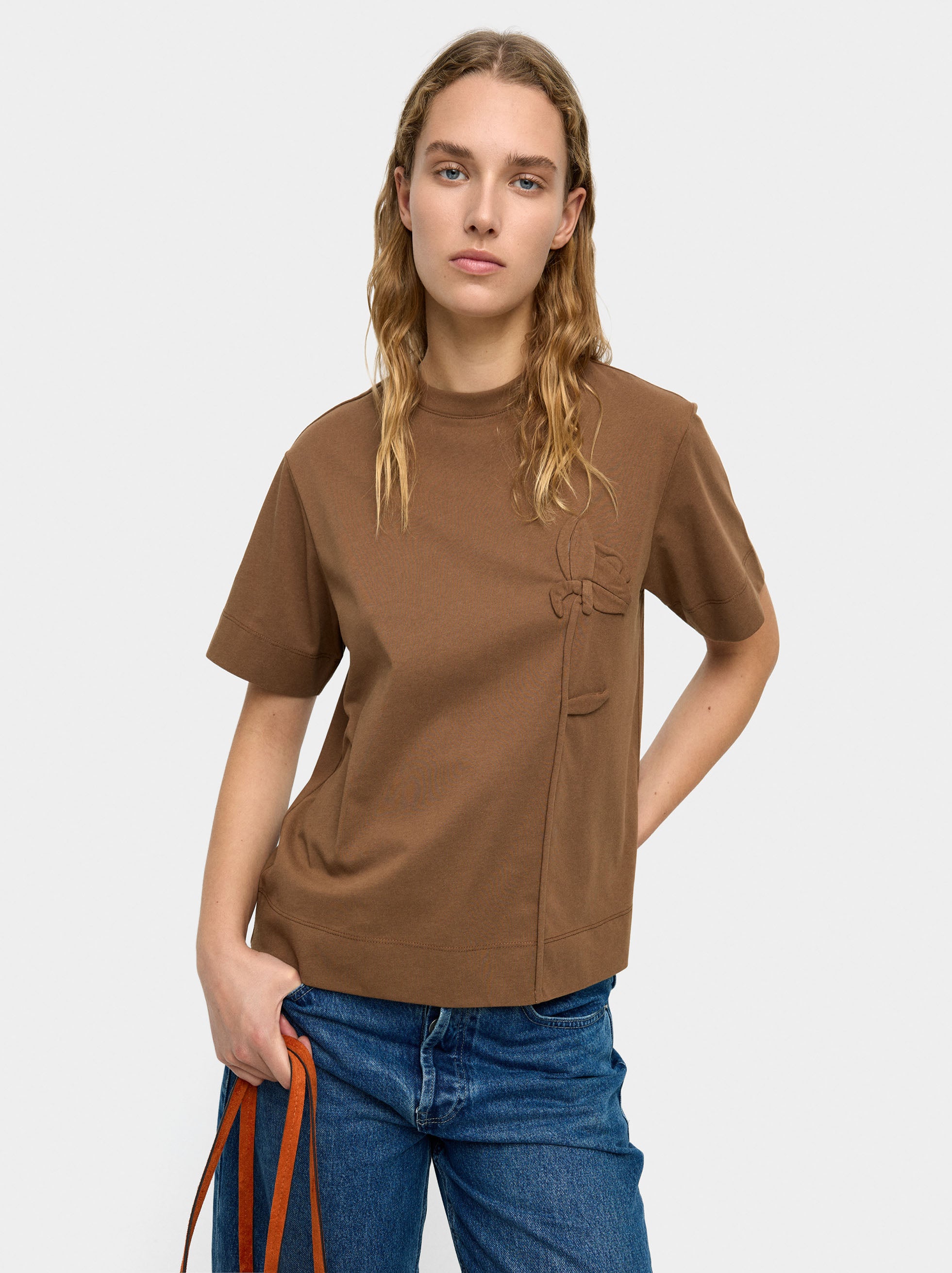 Camiseta De Algodón Con Flor