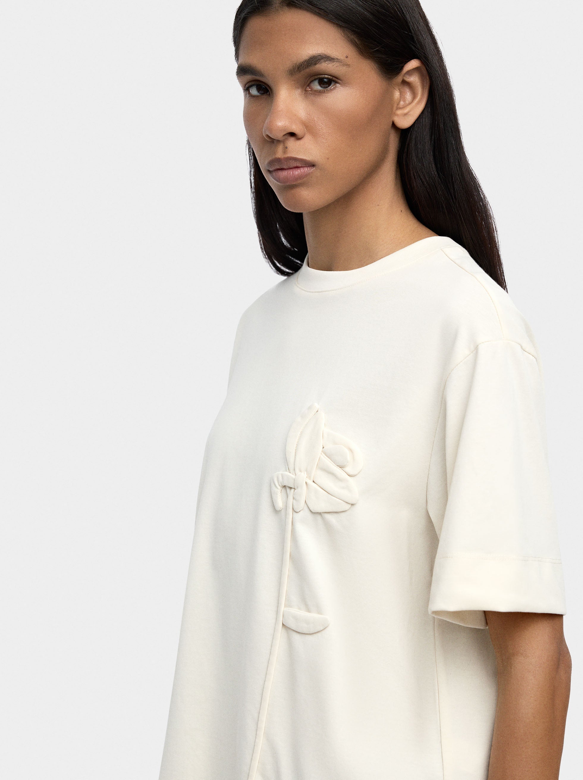 Camiseta De Algodón Con Flor