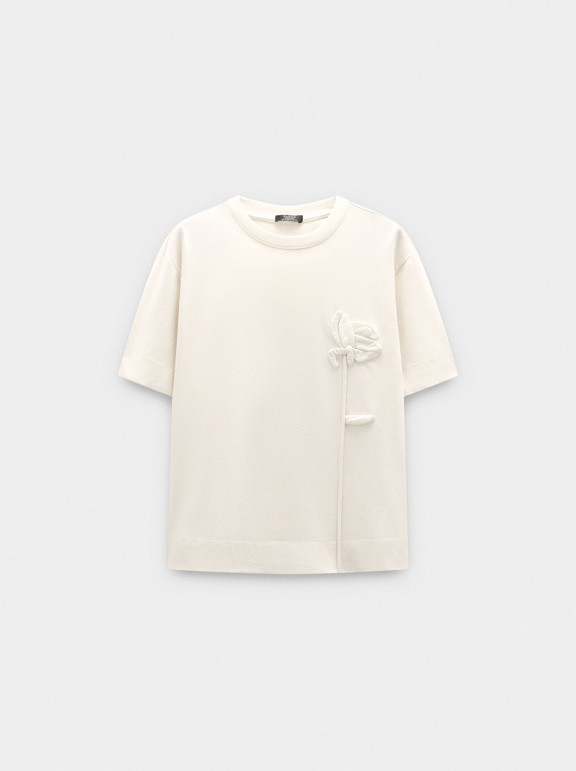 Camiseta De Algodón Con Flor