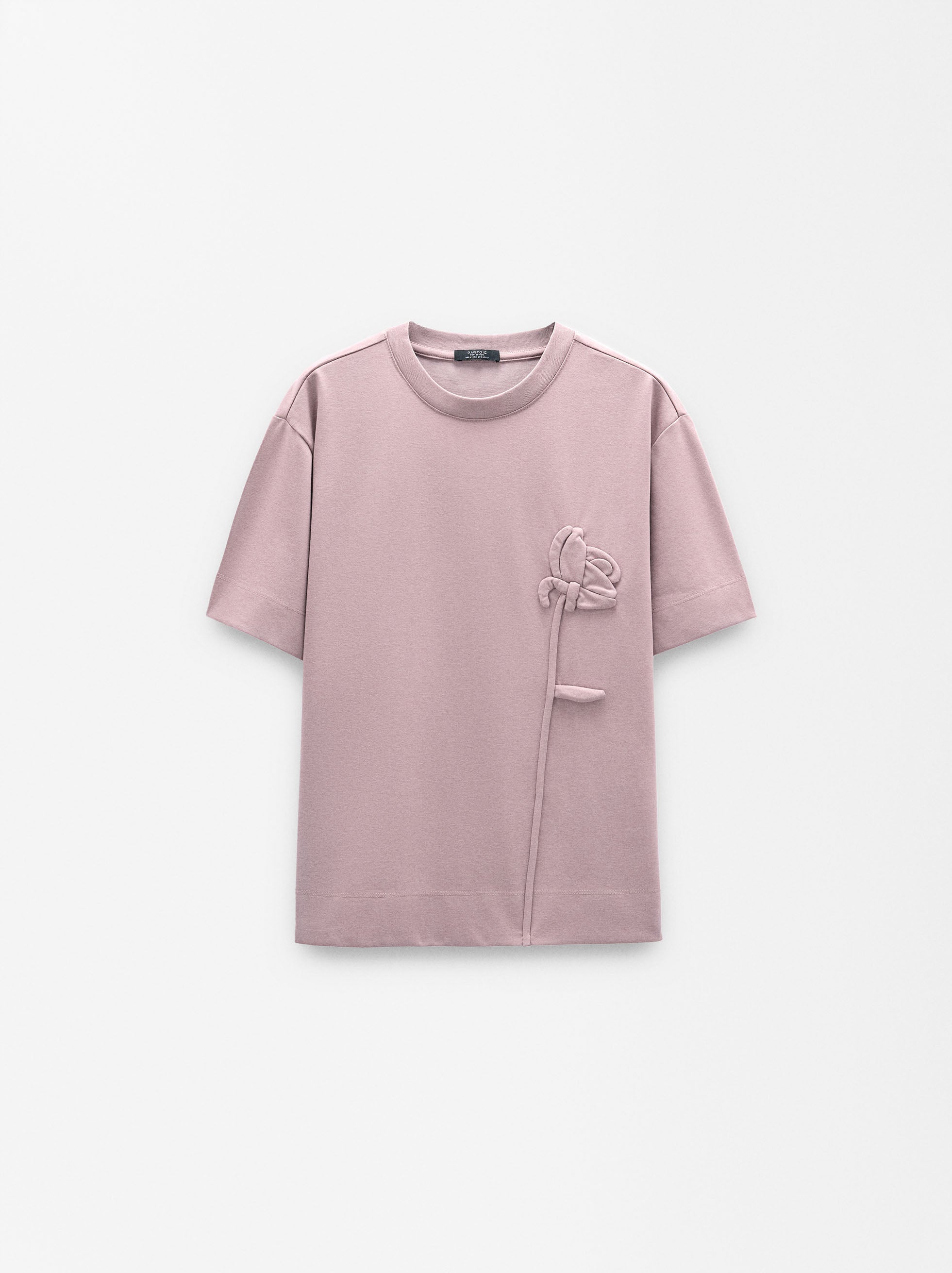 Camiseta De Algodón Con Flor