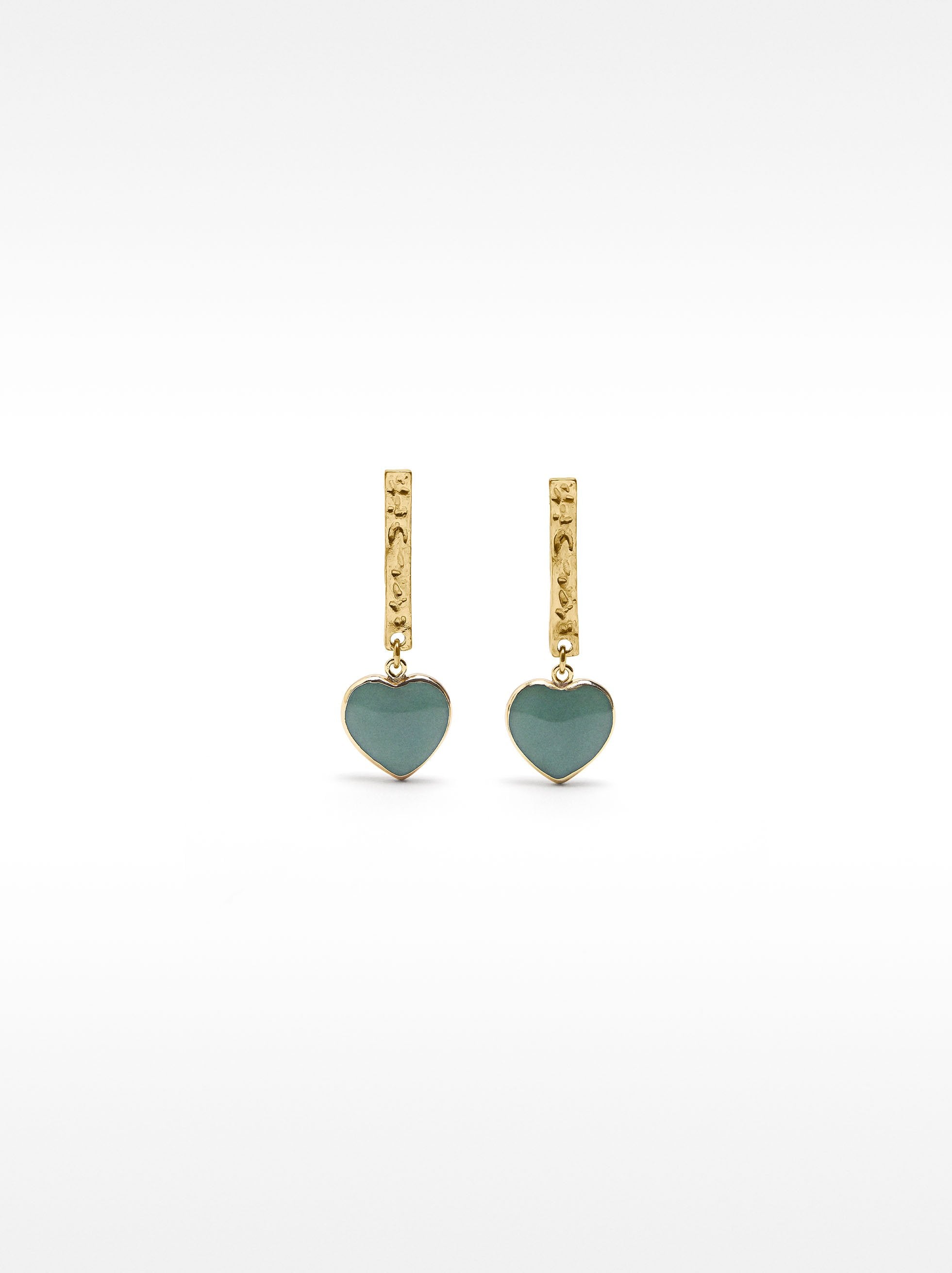 Pendientes Barra Con Corazones De Piedra
