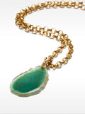 Collar Largo De Eslabones Con Colgante De Piedra