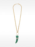 Collar Largo De Eslabones Con Colgante De Piedra