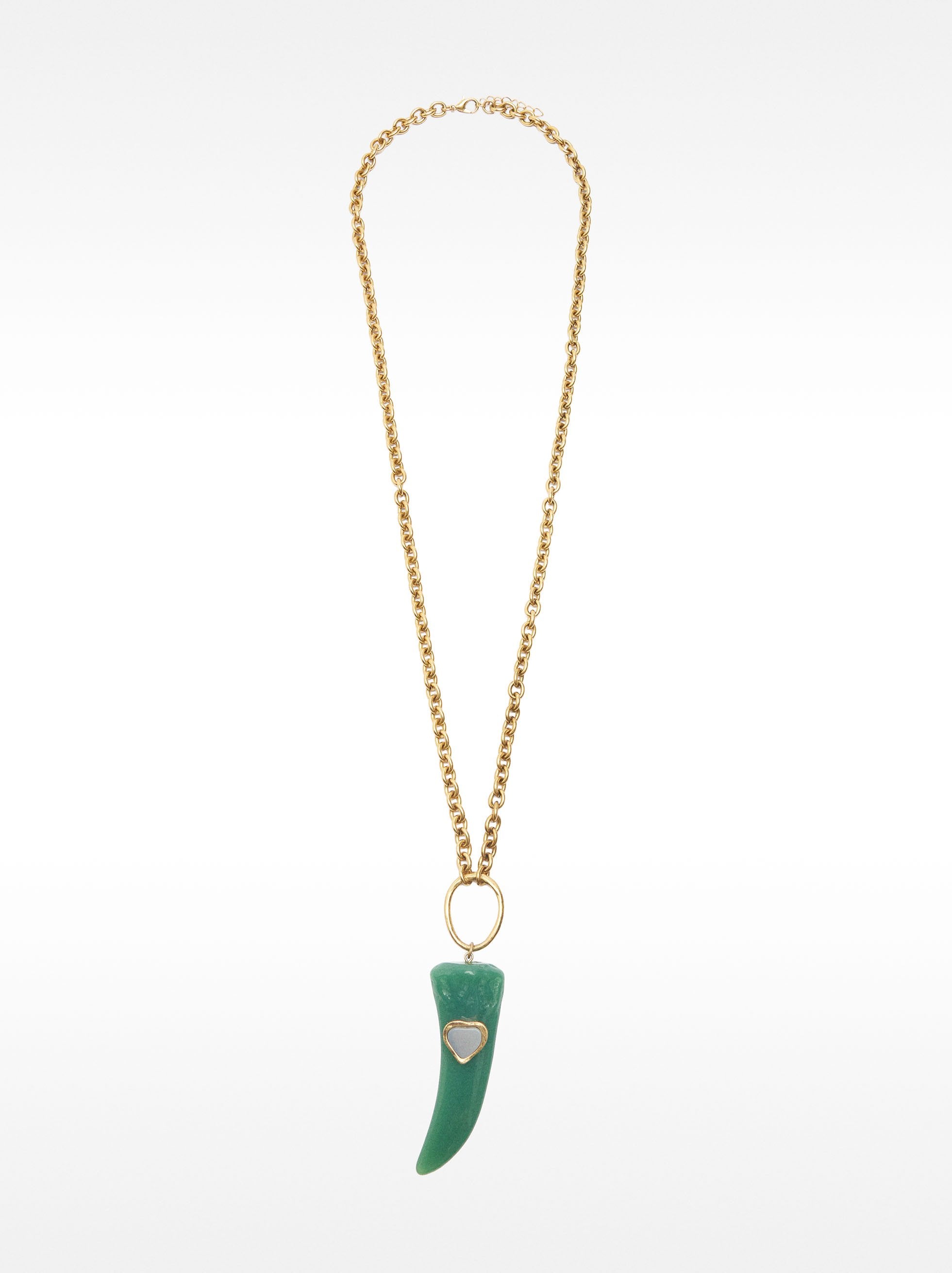 Collar Largo De Eslabones Con Colgante De Piedra