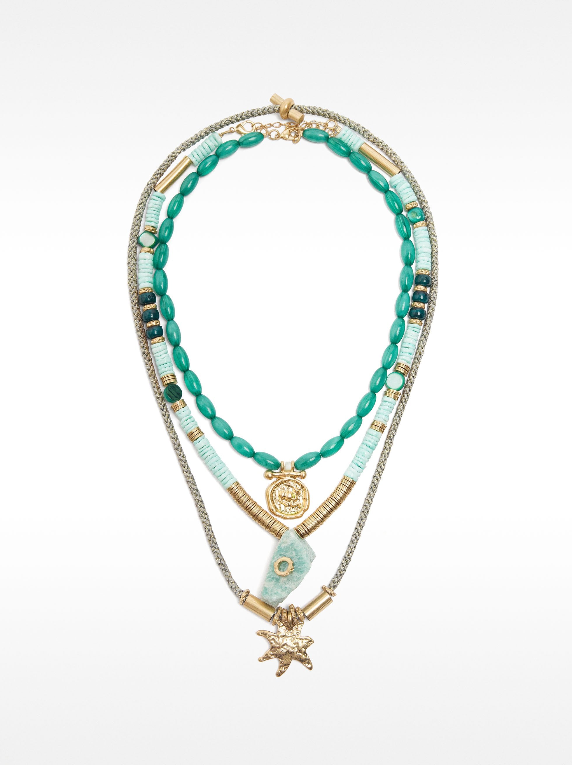 Set De Collares Cortos Con Piedras