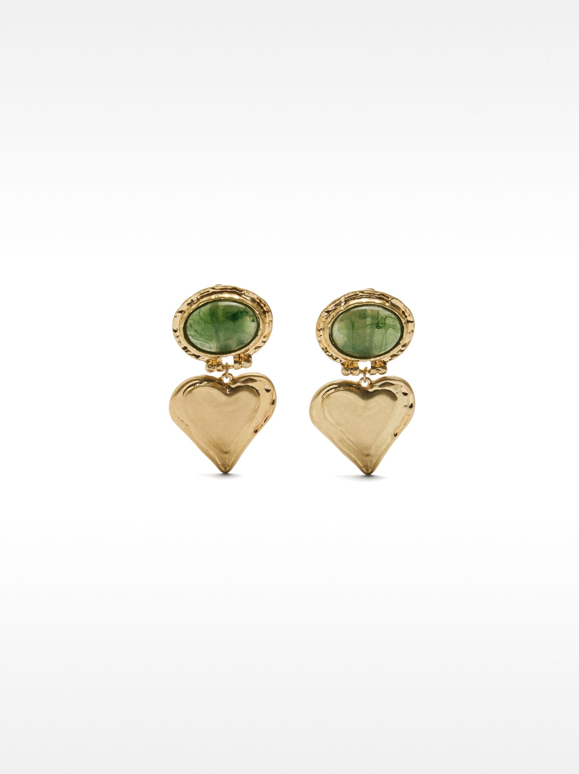 Pendientes De Corazón Con Piedra