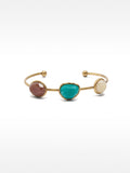 Pulsera Abierta Con Detalles Efecto Piedra