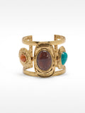 Pulsera Ancha Abierta Con Detalles Efecto Piedra