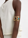 Pulsera Ancha Abierta Con Detalles Efecto Piedra