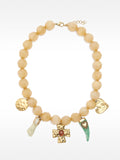 Collar Corto Efecto Piedra Con Colgantes