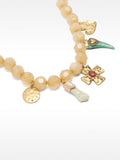 Collar Corto Efecto Piedra Con Colgantes